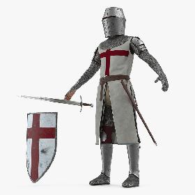 3D Knight Templar T-Pose Set